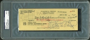 1962 Walt Disney Signed Bank Check To The IRS (PSA/DNA MINT 9)